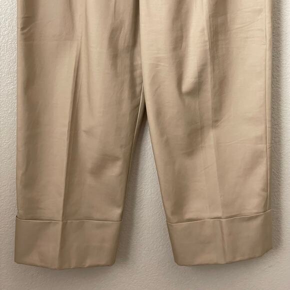 Lauren Ralph Lauren Pants Womens Size 10 Tan Pleated Straight Leg Ankle Preppy - Picture 5 of 12